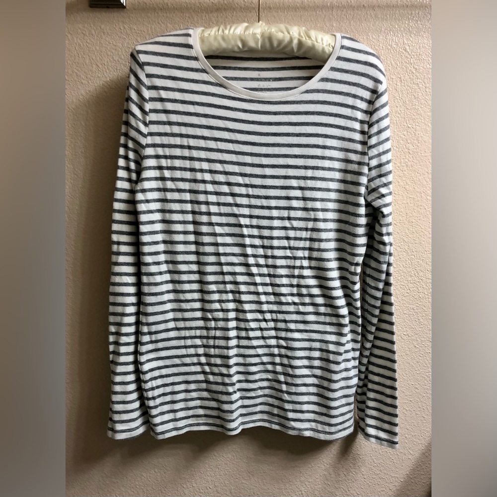 a new day Black and White Striped Long Sleeve Tee